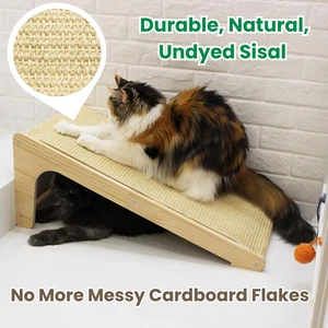 Cat Scratcher for Indoor Cats Ramp with Catnip Sisal Scratching Posts L Shaped - Picture 1 of 6