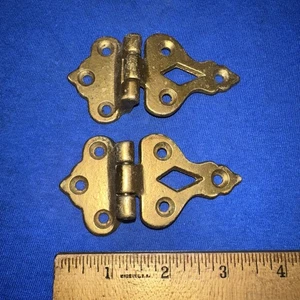 Antike Messing Scharniere für Eisbox Schrank Truhe Tür viktorianisch schöne Patina! - Bild 1 von 10