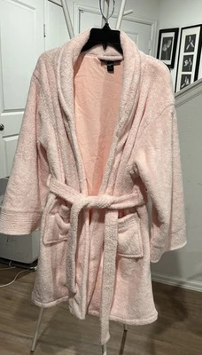 Nicole Miller Luxury  Fleece Pink Robe Bathrobe Plush Pajama Size Large - Image 1 of 4