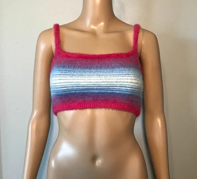 Camiseta sin mangas Sunday Best para mujer talla S multicolor punto pestañas pulóver recortado Foto 1 de 4