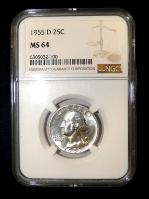 1955-D WASHINGTON QUARTER NGC MS 64 - Image 1 of 2