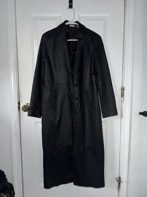 Chaqueta de cuero vintage Newport News Trench negra Foto 1 de 4