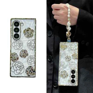 Funda Flor Galvanizada para Samsung Galaxy Z Plegable 6 Brillante Dura PC Cubierta Correa - Imagen 1 de 17