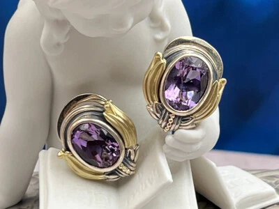 Pendientes Lagos (1001) 925SS, 18K Amatista*Caviar*Reg. $1250 Foto 1 de 4