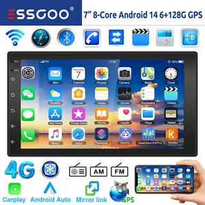 8-Core 6+128GB Android 14 Carplay Autoradio 2 DIN GPS NAVI WiFi AM RDS Bluetooth - Bild 1 von 16