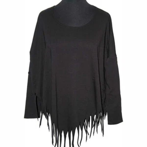 BORIS INDUSTRIES Shirt Jersey schwarz Fransensaum Gr 48 50 52 54 (EG)  - Bild 1 von 1