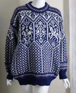 Men's DALE OF NORWAY Lillehammer Sz L Amazing Nordic Wool Knit Crewneck Sweater - Picture 1 of 13