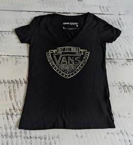 T-shirt bambino Vans taglia S vintage nera scudo fuori muro grafica scollo a V - Foto 1 di 4