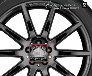 4x Cubierta de buje de rueda original Mercedes-Benz AMG con escudo, Set A0004003100 - Imagen 1 de 3