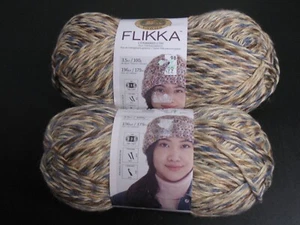 LION BRAND FLIKKA YARN SIDEWALK SAME DYE LOT OF 2 SKEINS 196 YDS EA COTTON/POLY - Picture 1 of 3