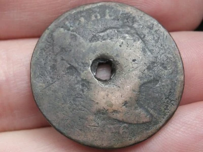 1796 Liberty Cap Large Cent Penny- About Good Details, Center Square Holed - Image 1 of 4