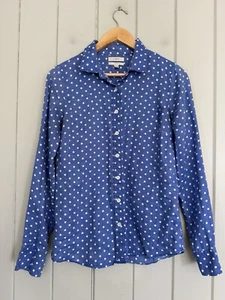 J. Camicia Crew Perfetta 4 100% Lino Bottoni Pois Blu Bianco 43400 - Foto 1 di 7
