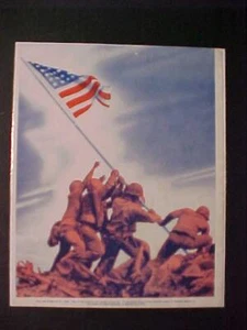 VINTAGE ART~ WAR US SOLDIERS FLAG RAISING IWO JIMA OLD PRINT~ ORIGINAL WWII 1945 - Picture 1 of 1