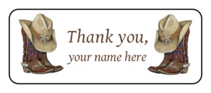 30 Personalized western cowboy boots thank you stickers, Labels, tags - Picture 1 of 1