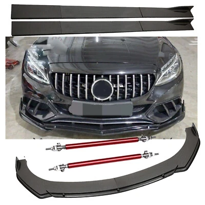 Front Bumper Lip /86.6inch Side Skirt/ Strut Rods Carbon Fiber For Mercedes Benz Foto 1 de 4
