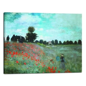 Large The Poppy Field Near Argenteuil by Claude Monet Famous Oil Paintings - Picture 1 of 8