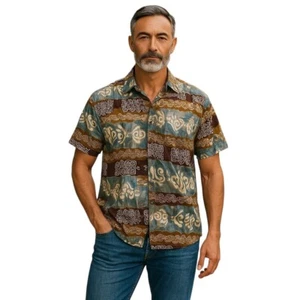 Vintage Territory Ahead Button Up Longtail Shirt Men’s Large L Short Sleeve 90s - Picture 1 of 7