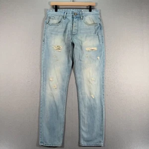 Jack & Jones Jeans Mens 31x32 (32x29) Blue Lightwash Slim Fit Distressed Heavy - Picture 1 of 16