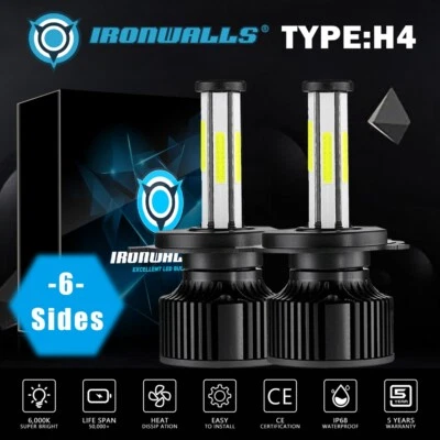 6 Sides H4 HB2 LED Headlight Bulbs Hi/Lo Beam Globes For Ford Falcon 1998-2008 - image 1 of 4