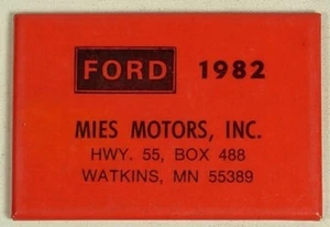 MIES MOTORS WATKINS MINNESOTA FORD 1982 ADVERTISNG POCKET MIRROR - Picture 1 of 2