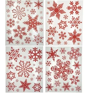 Glittery Window Clings Sheets, Xmas Large Snow Flake Glass Door Stickers 42cm - Picture 1 of 41