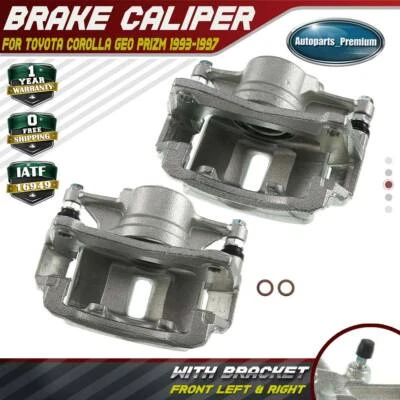 Par de pinzas de freno delanteras con soporte para Toyota Corolla Geo Prizm 1993-1997 Foto 1 de 4