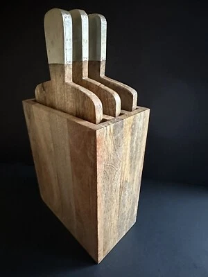 Charcuterie 板套装 - 3 Thirststone 切割奶酪板 芒果木 带托架 — 第 1/4 张图片