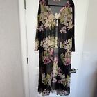 Victoria’s Secret Floral Print Sheer Tie At Top Long Sleeve Maxi Cover Up   M/l