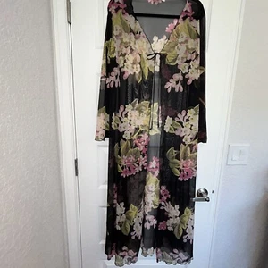 Cravatta trasparente Victoria’s Secret stampa floreale manica lunga maxi copricostume M/L - Foto 1 di 8