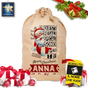 SACCO DI JUTA NATALIZIO XXL NATALE BABBO NATALE PERSONALIZZATO 102 cm X 58 cm!! - Foto 1 di 2
