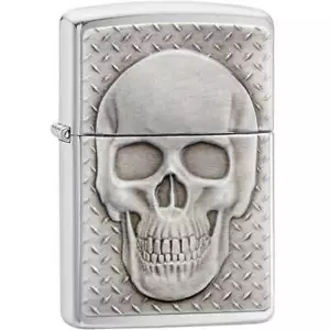Zippo Windproof Lighter Skull with Brain Surprise Emblem Brushed Chrome 29818 - Picture 1 of 4