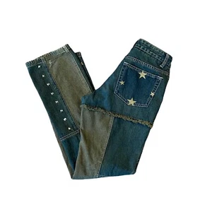 Pantalones de mezclilla Jr-S.com Stars con tachuelas y flecos retazos de pierna recta - Imagen 1 de 13