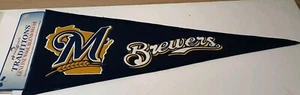 NOS MILWAUKEE BREWERS WINNING STREAK WOOL EMBROIDERED PENNANT 13" X 33" - Picture 1 of 4