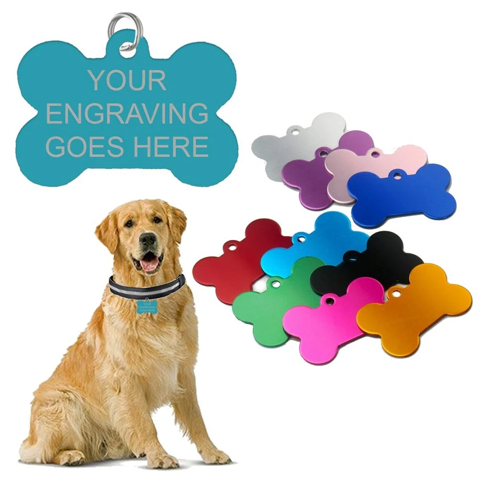 TRAVSTAR Personalised Dog Tag Bone Engraved Puppy Disc Collar Neck Pet Animal Canine ID