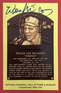 Willie McCovey Signed Gold HOF Plaque Postcard Yellow NY Giants Autograph JSA - Picture 1 of 2
