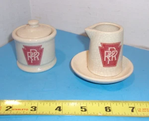Retro Railroad China Covered Sugar Creamer & Dish Train Gift Shop Collectable - Picture 1 of 5