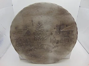 Vintage Hand Crafted American Forged Metal Plate 9" Church Sleigh Christmas - Picture 1 of 10