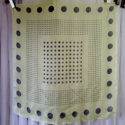 Bufanda de seda vintage Italia GAP 19x19 pulgadas cuadrada PUNTOS AMARILLOS rara Y2K años 90 Foto 1 de 4