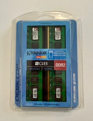 Kingston 1 GB x 2 DIMM DDR2 Memory (KVR533D2K2/2GR) - 2 Pack, 2 GB Total - Image 1 of 2