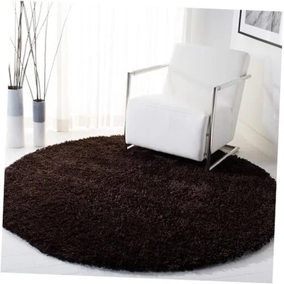  Classic Shag Collection 6' Round Chocolate SG240E Handmade 1.75-inch Thick  - Image 1 of 4