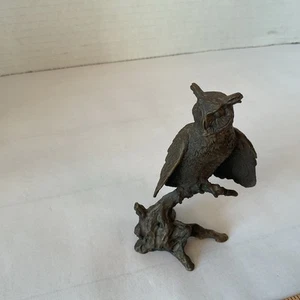 AVON 80’s Horned Owl Bronze Collectible Figurine~Solid - Picture 1 of 5
