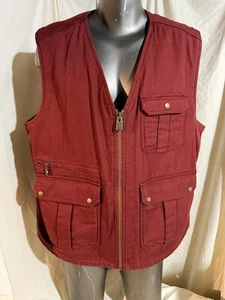 Dark Burnt Orange Canvas DULUTH TRADING CO Zip Front Sherpa Lined Vest 2XL - Picture 1 of 5