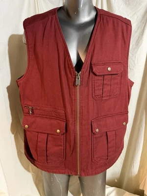 Dark Burnt Orange Canvas DULUTH TRADING CO Zip Front Sherpa Lined Vest 2XL - Image 1 of 4