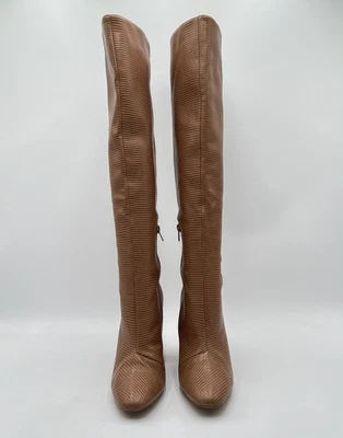 Boohoo Boots Women’s 6 Curved Stiletto Knee High Heels Tan Brown - Image 1 of 4