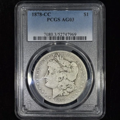 1878-CC MORGAN SILVER DOLLAR ✪ PCGS AG-03 ✪ $1 COIN ABOUT GOOD 3 ◢TRUSTED◣ - Image 1 of 4