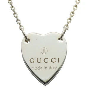 Collana GUCCI USATA piastra commerciale argento 925 7,9 g cuore argento - Foto 1 di 10