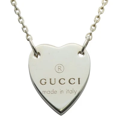 Collana GUCCI USATA piastra commerciale argento 925 7,9 g cuore argento - Immagine 1 di 4