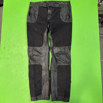 Pantalones de moto Yamaha cuero textil negro talla desconocida bolsillos con cinturón Foto 1 de 4