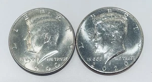 1990 P and 2020 D Kennedy Half Dollar Error Lot, Struck Through Grease Errors - Picture 1 of 10
