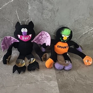 2 Russ Spider Bat Plush Window Cling Suction Cup Vintage Halloween Nostalgia EUC - Picture 1 of 13